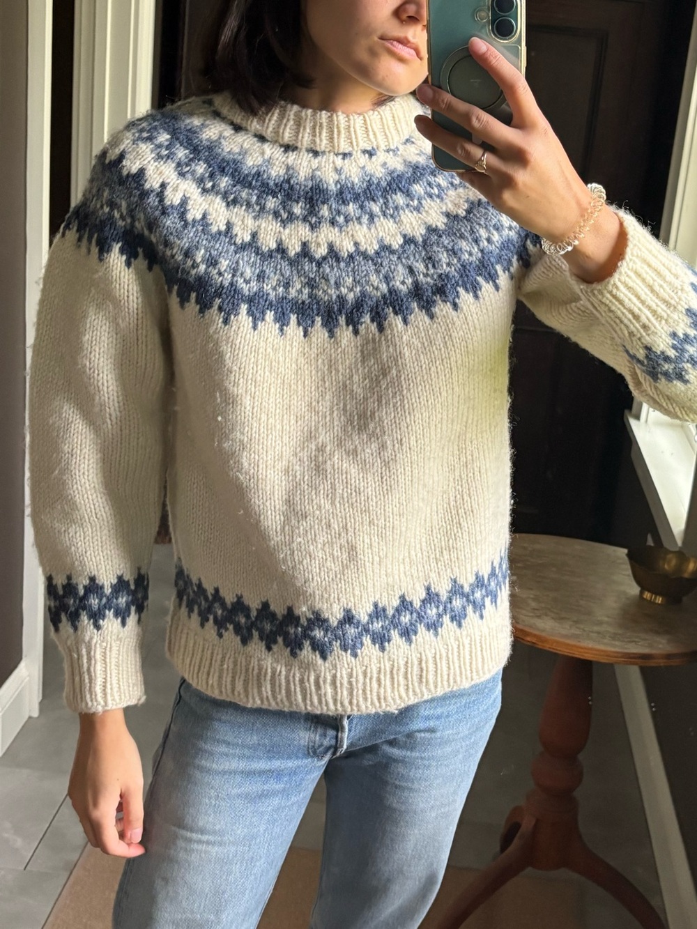 Vintage Handknit Wool Fair Isle Sweater
